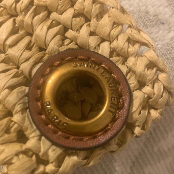 Saint Laurent Raffia Tote in Tan with Gold YSL Emblem - Picture 4 of 11